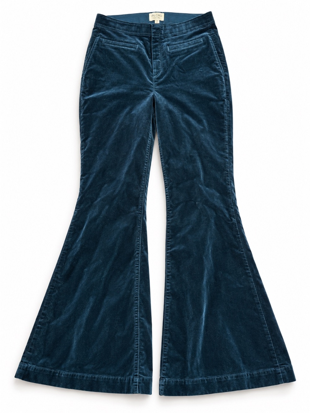Anthropologie Pilcro Pull-On Retro Flare Velvet Jeans Teal Green Blue Size 29 - Picture 2 of 9